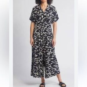 Masai Copenhagen Nydia Abstract Print Jumpsuit in Black Print Size Large